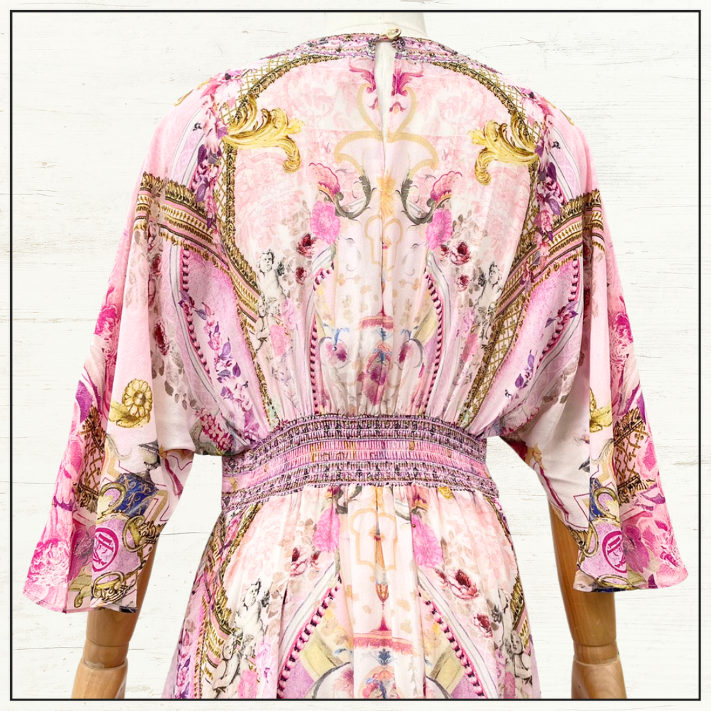 WAISTED DRESS WITH HEM RUFFLE