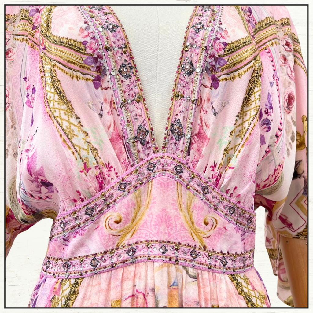 WAISTED DRESS WITH HEM RUFFLE