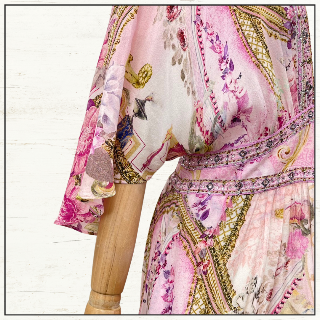 WAISTED DRESS WITH HEM RUFFLE