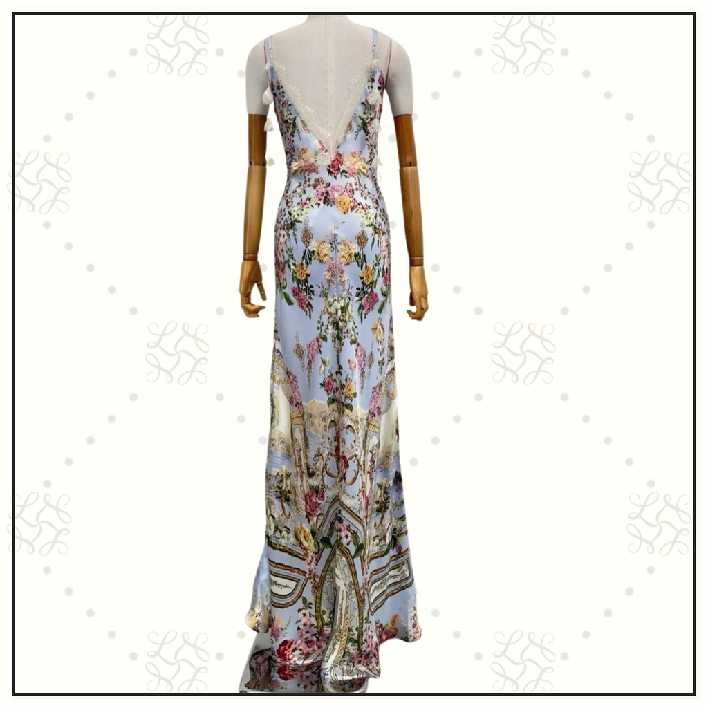 V SPLICED LACE SLIP DRESS