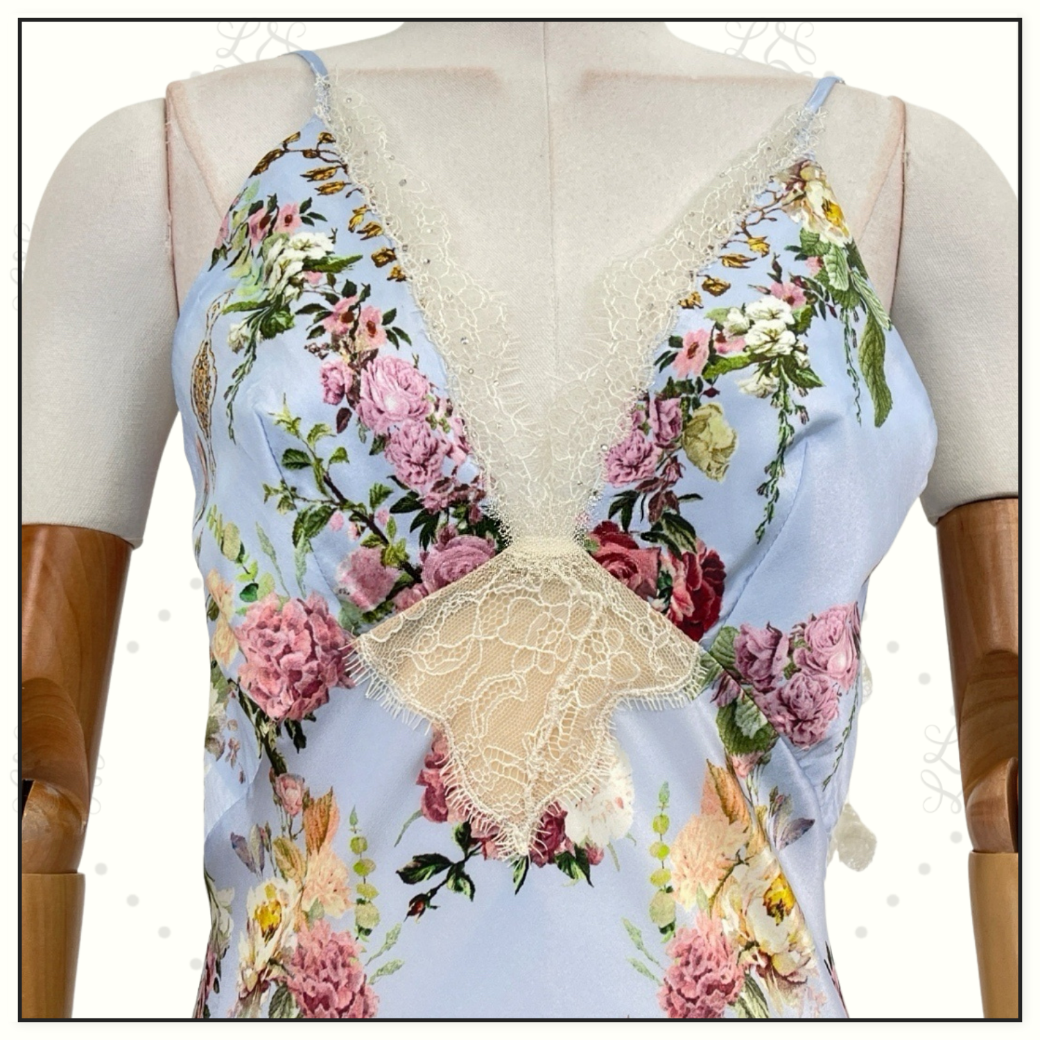 V SPLICED LACE SLIP DRESS