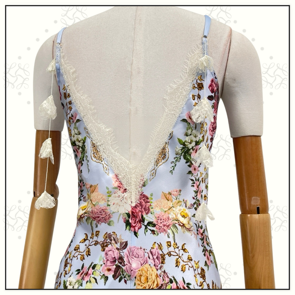 V SPLICED LACE SLIP DRESS