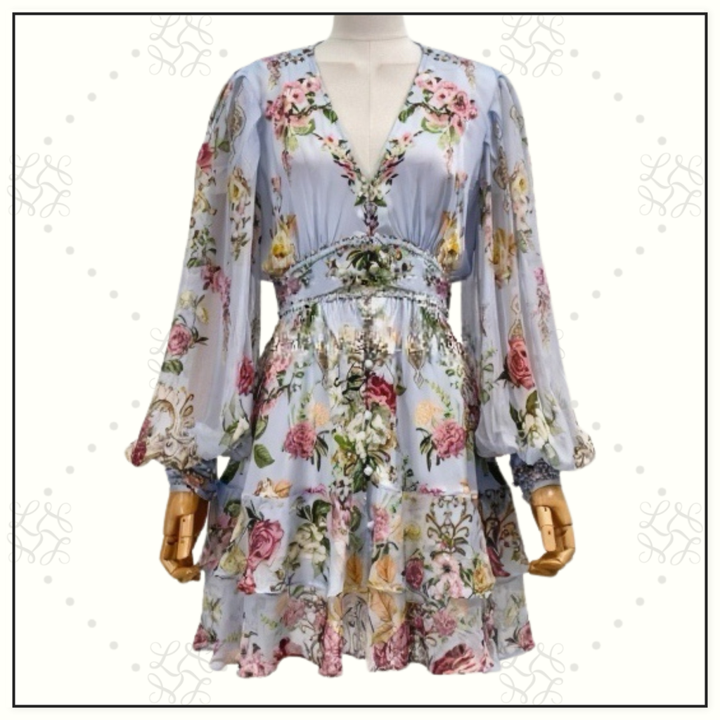 BUTTON FRONT FRILL DRESS