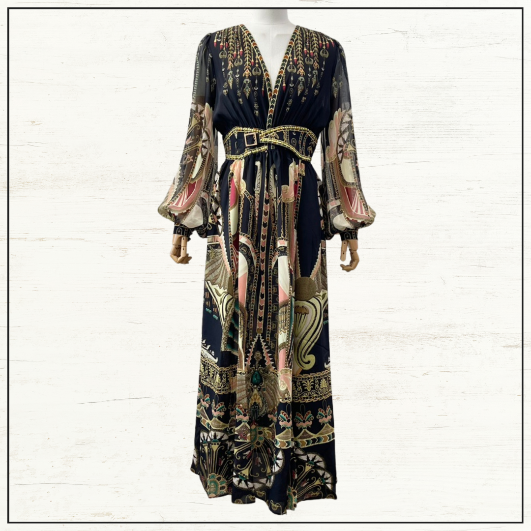 PEAKED WAISTBAND LONG DRESS