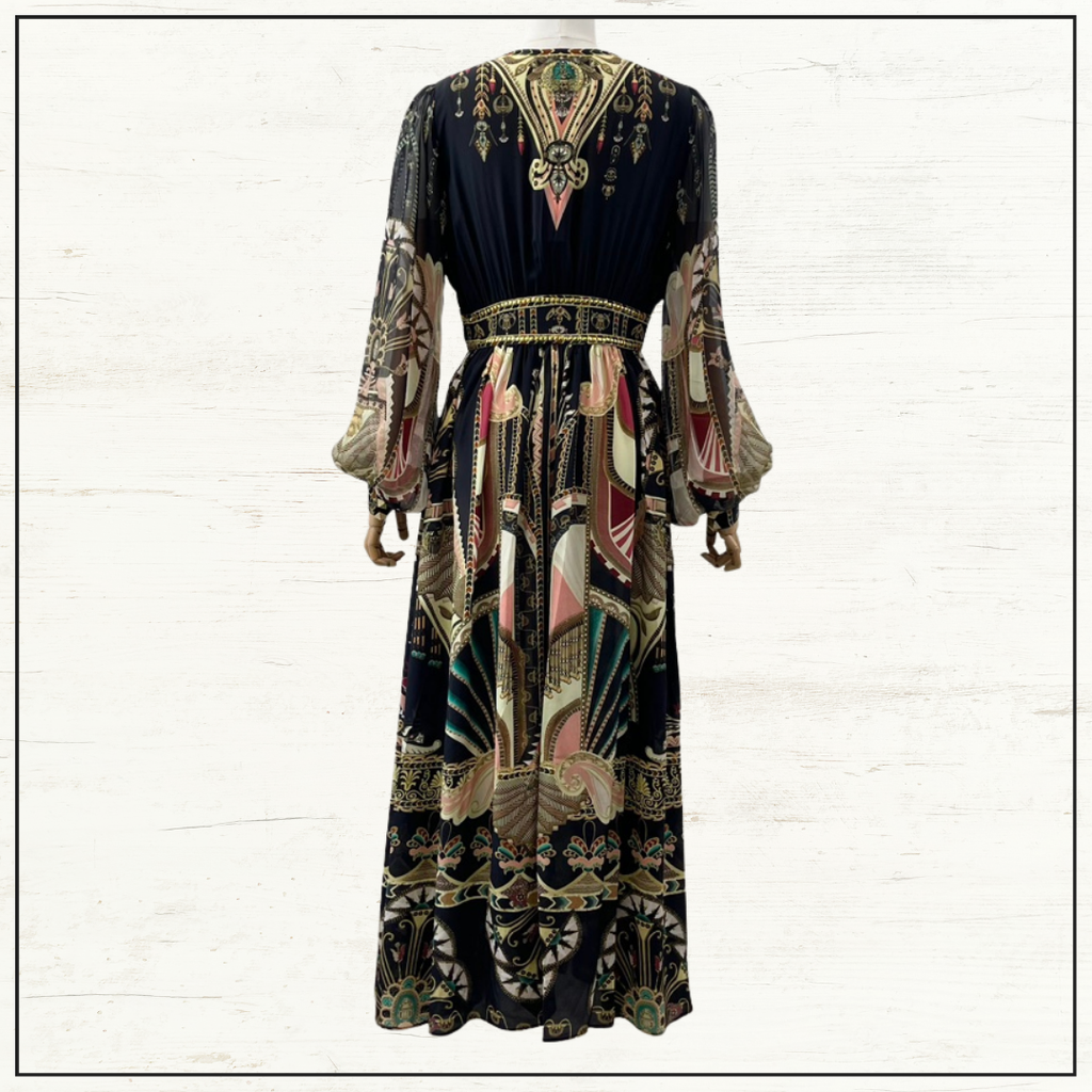 PEAKED WAISTBAND LONG DRESS