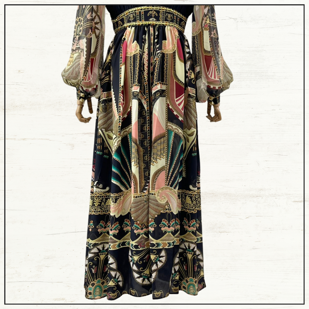 PEAKED WAISTBAND LONG DRESS