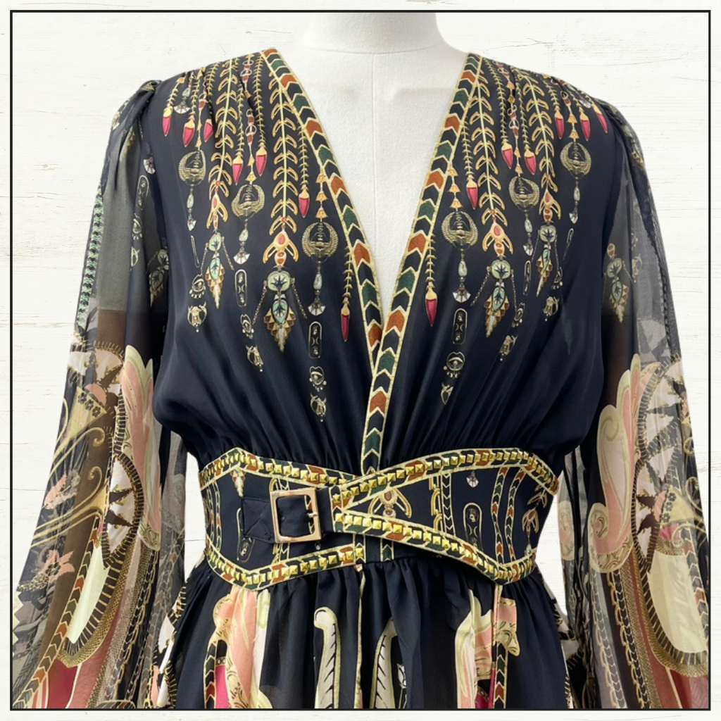 PEAKED WAISTBAND LONG DRESS