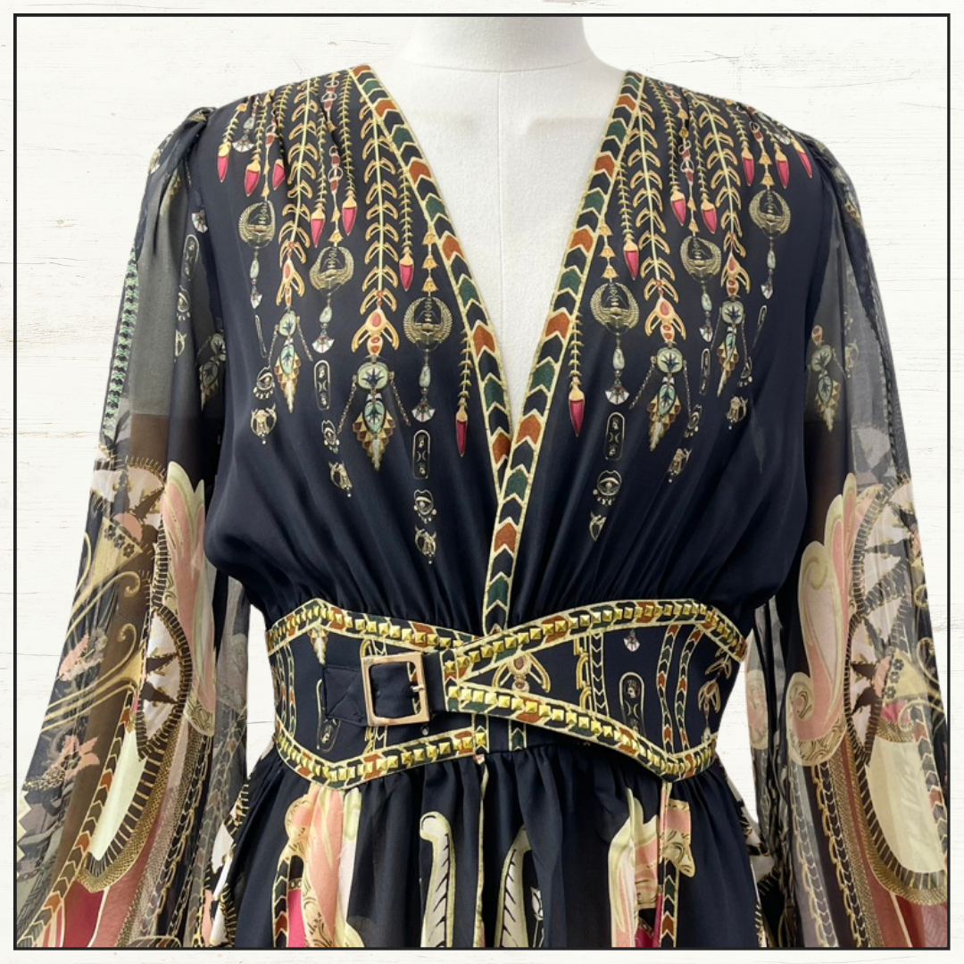 PEAKED WAISTBAND LONG DRESS