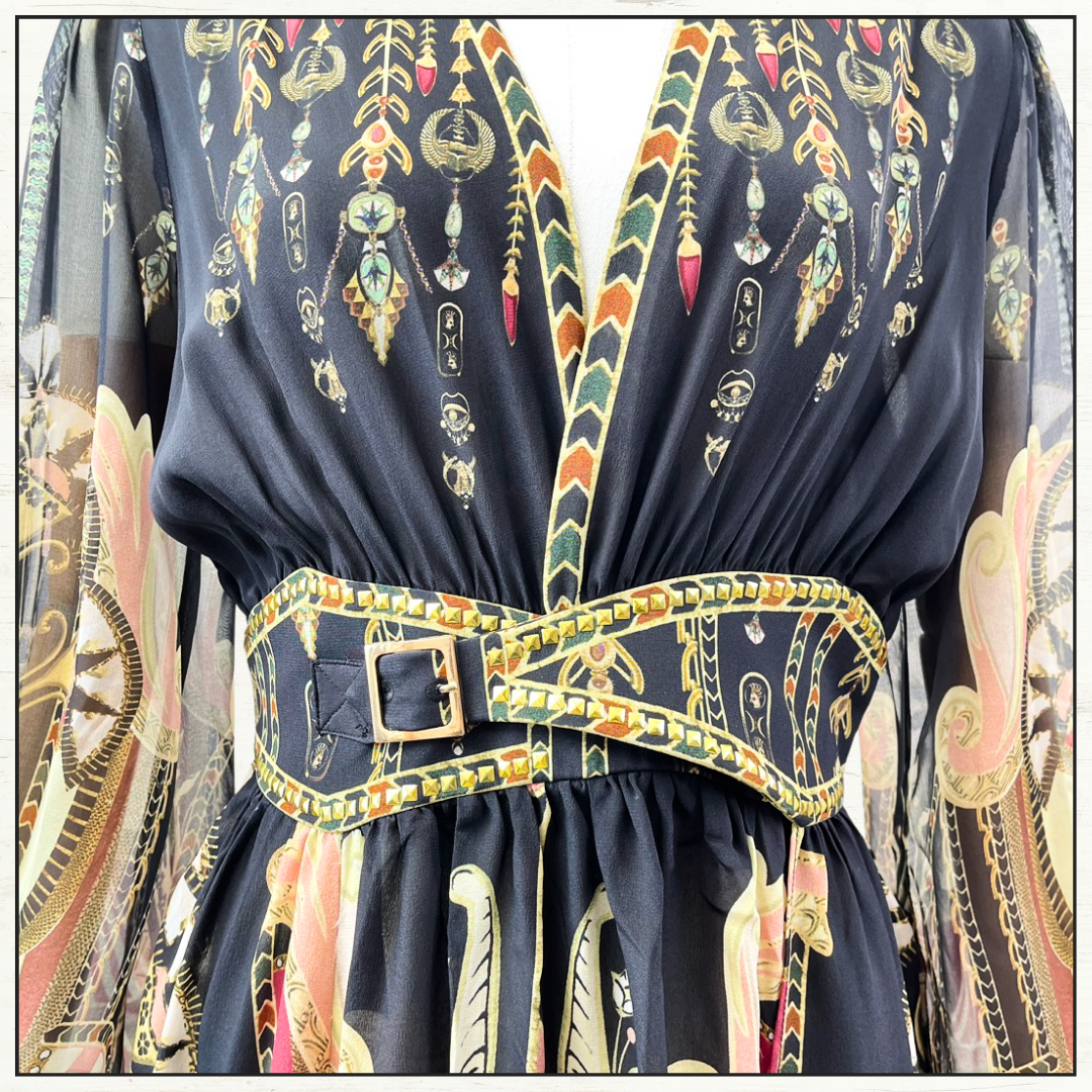 PEAKED WAISTBAND LONG DRESS