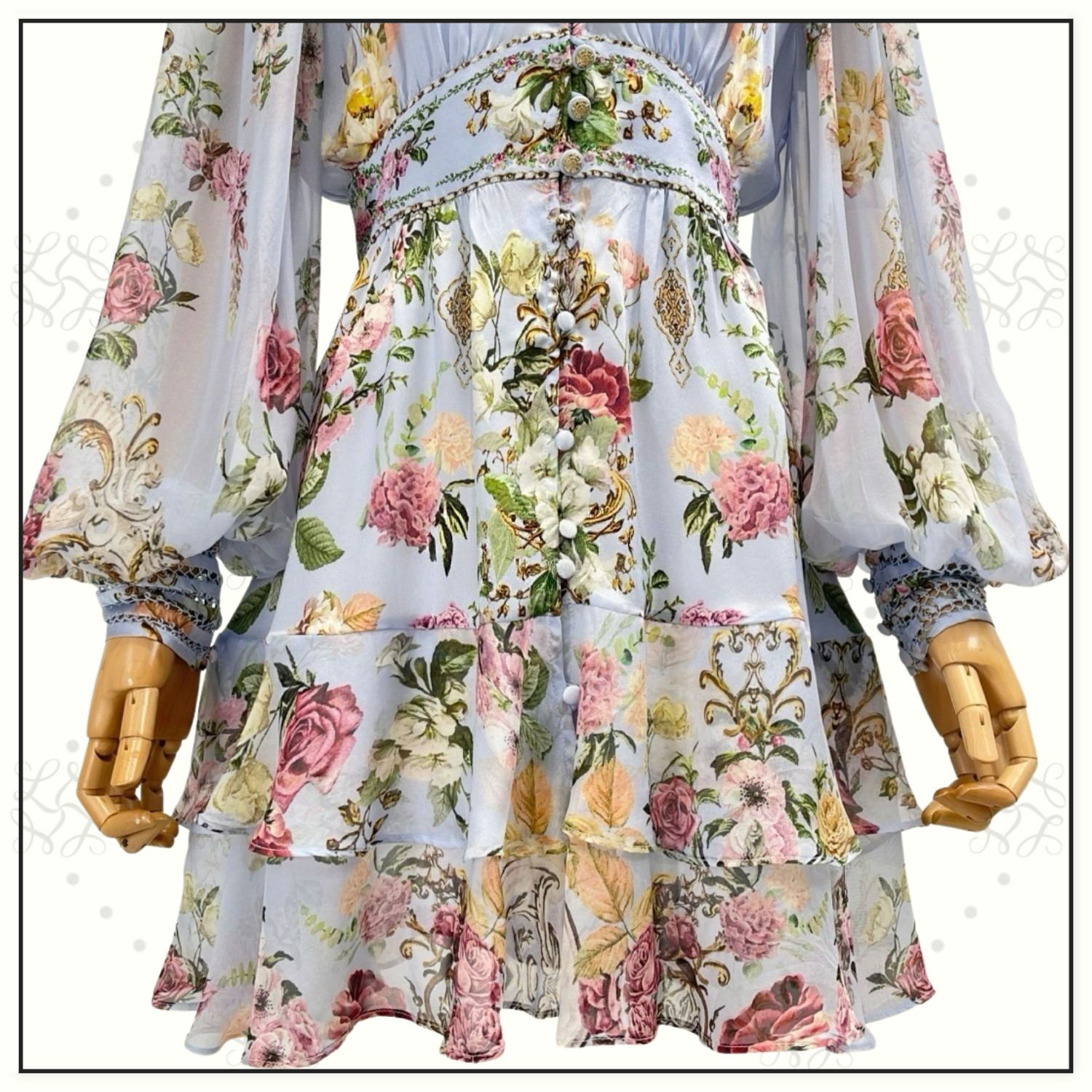 BUTTON FRONT FRILL DRESS