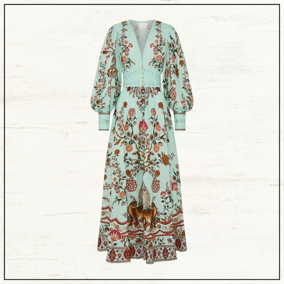 SHAPED WAISTBAND WITH GATHERED SLEEVE DRESS