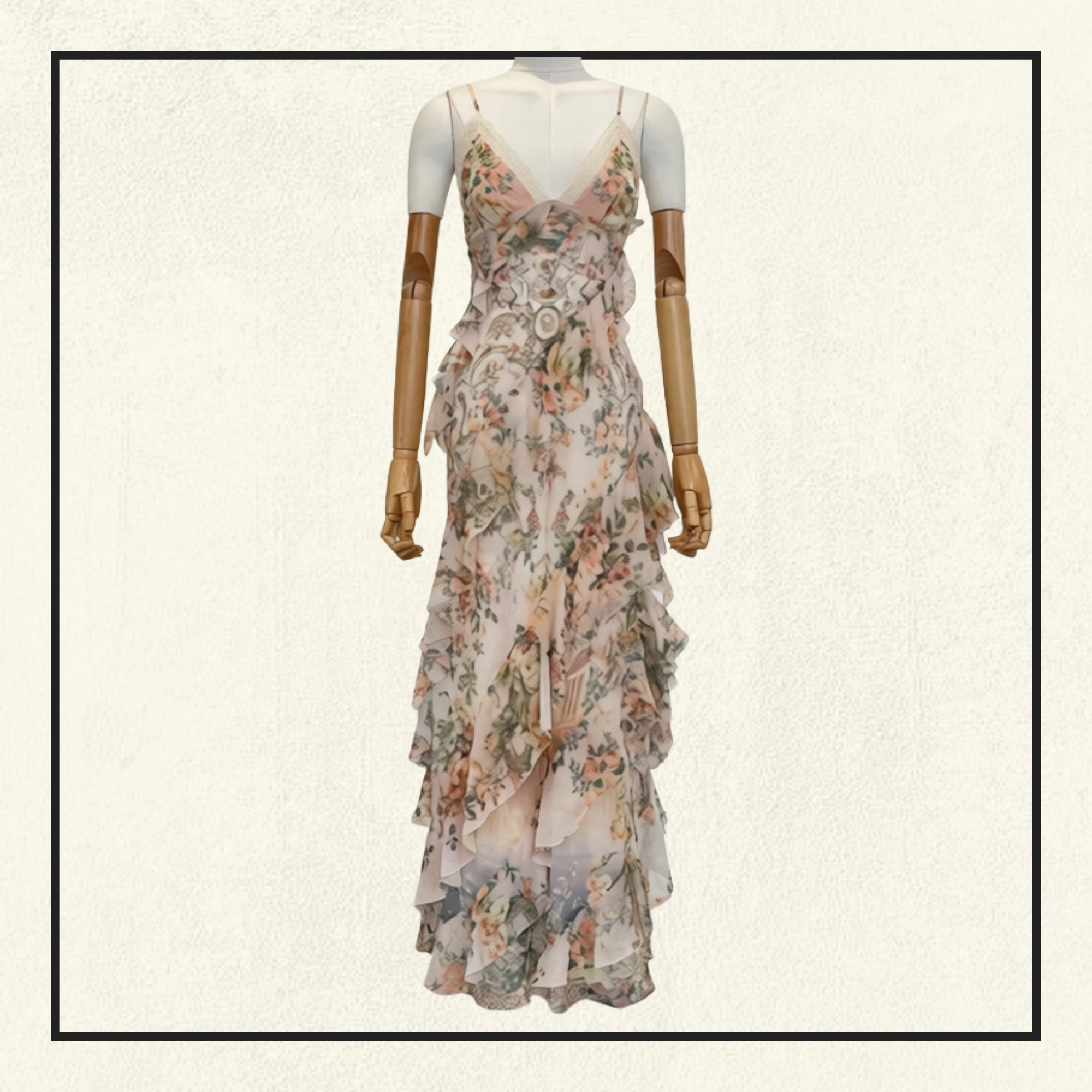 ASYMMETRICAL RUFFLE SLIP DRESS