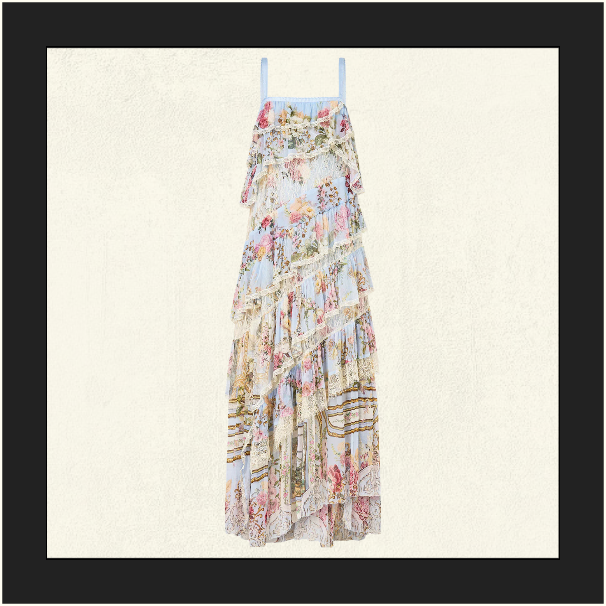 ASYMMETRIC SPLICED LACE DRESS