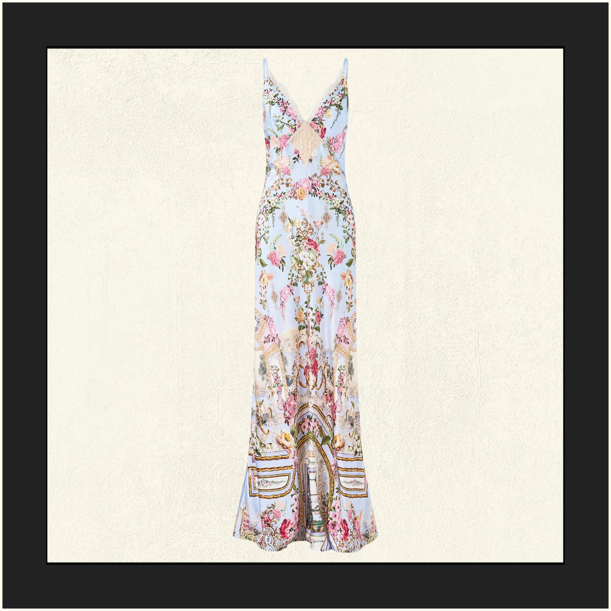 V SPLICED LACE SLIP DRESS
