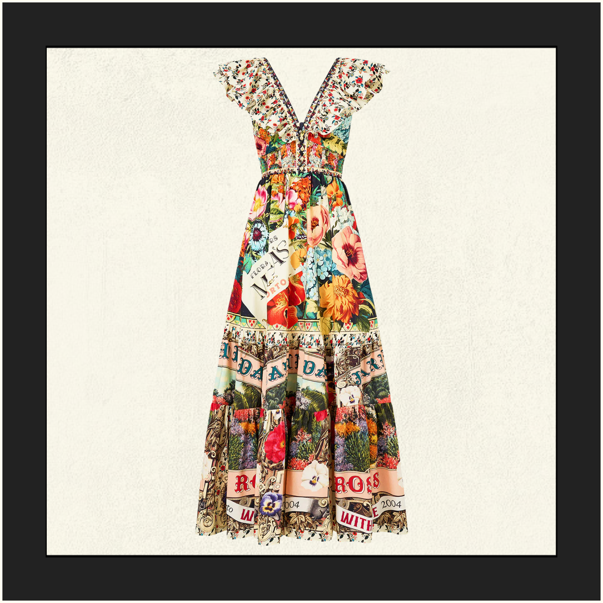 TIERED DRESS WITH NECK FRILL