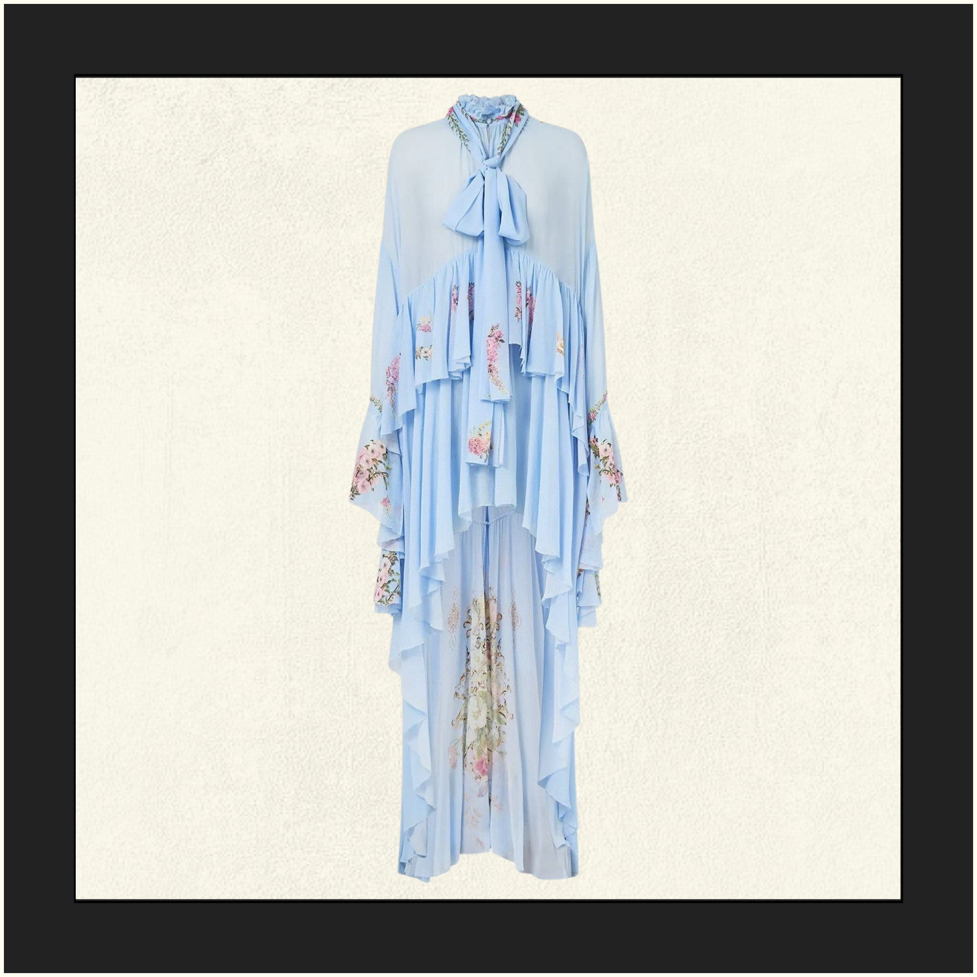 RUFFLE HIGH LOW SILK DRESS