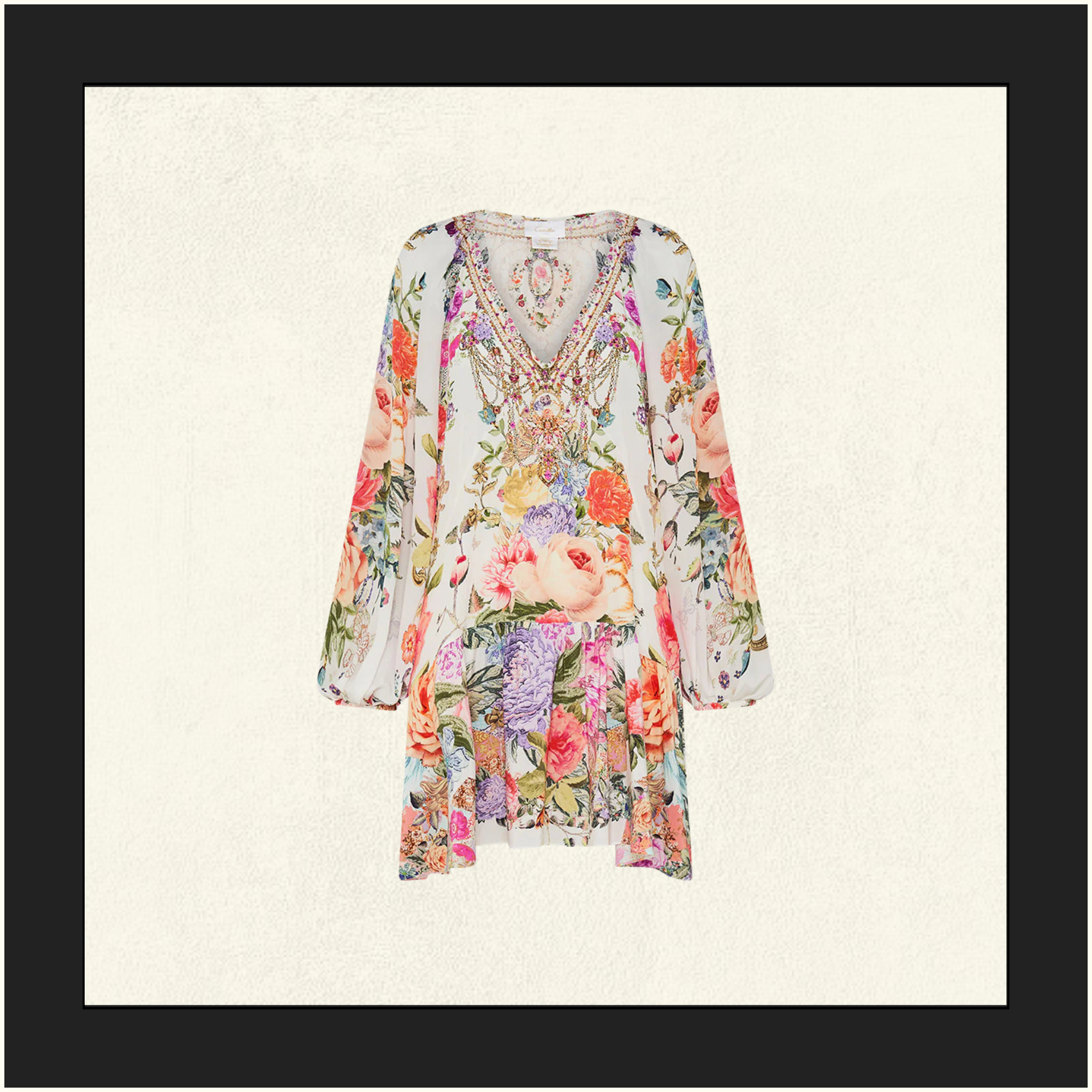 V NECK WITH BLOUSON SLEEVE DRESS