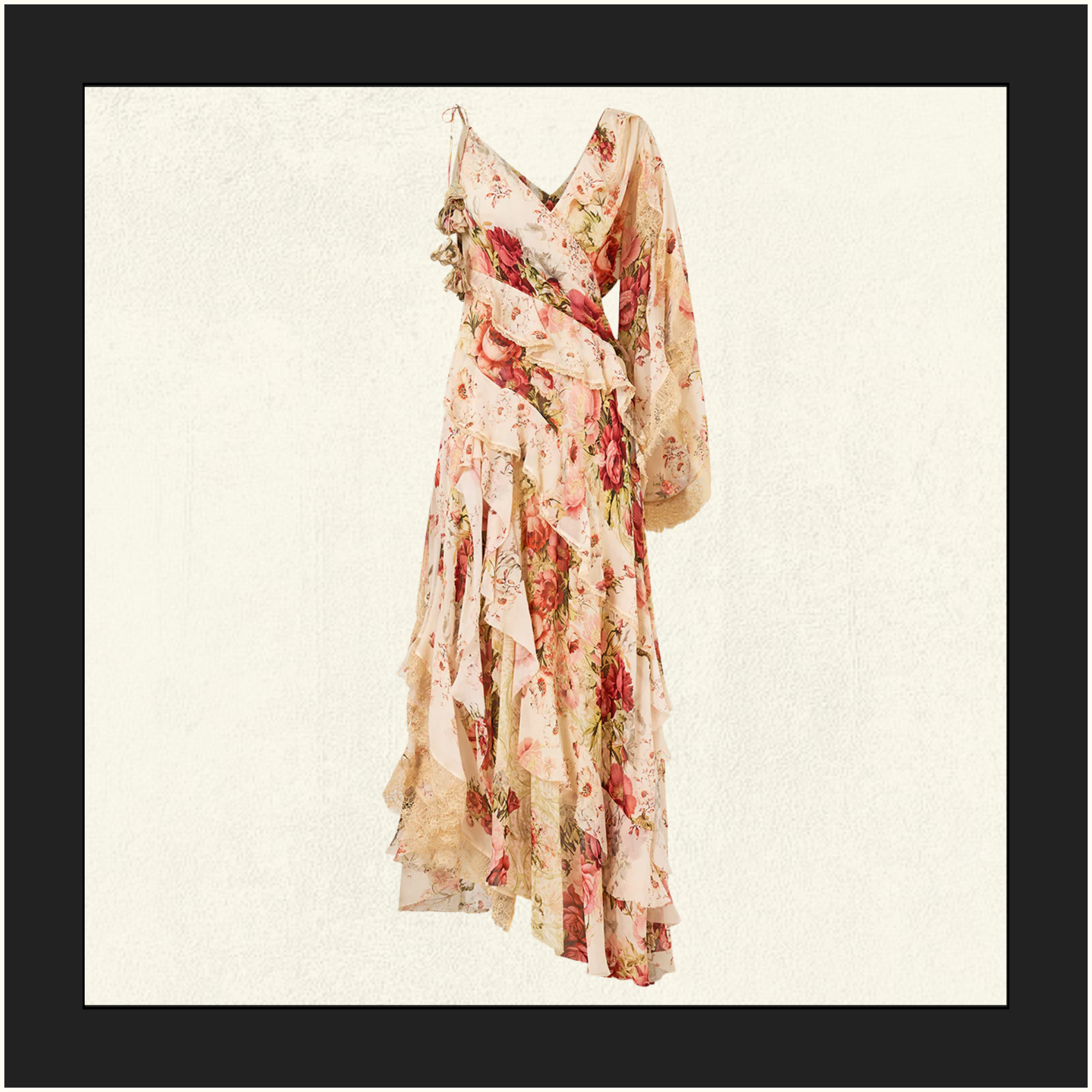 ASYMMETRIC SPLICED RUFFLE DRESS