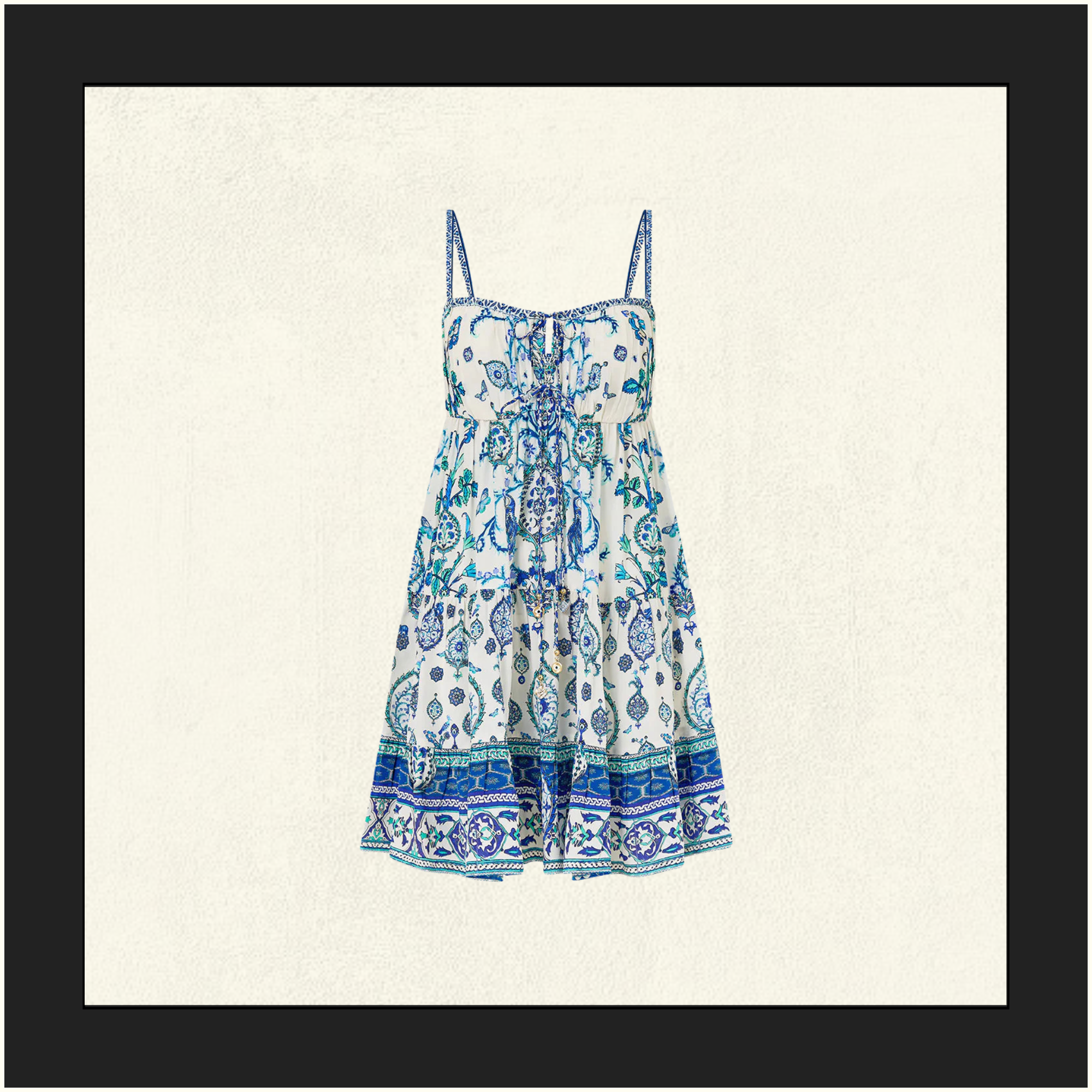 GATHERED BUST TIERED MINI DRESS