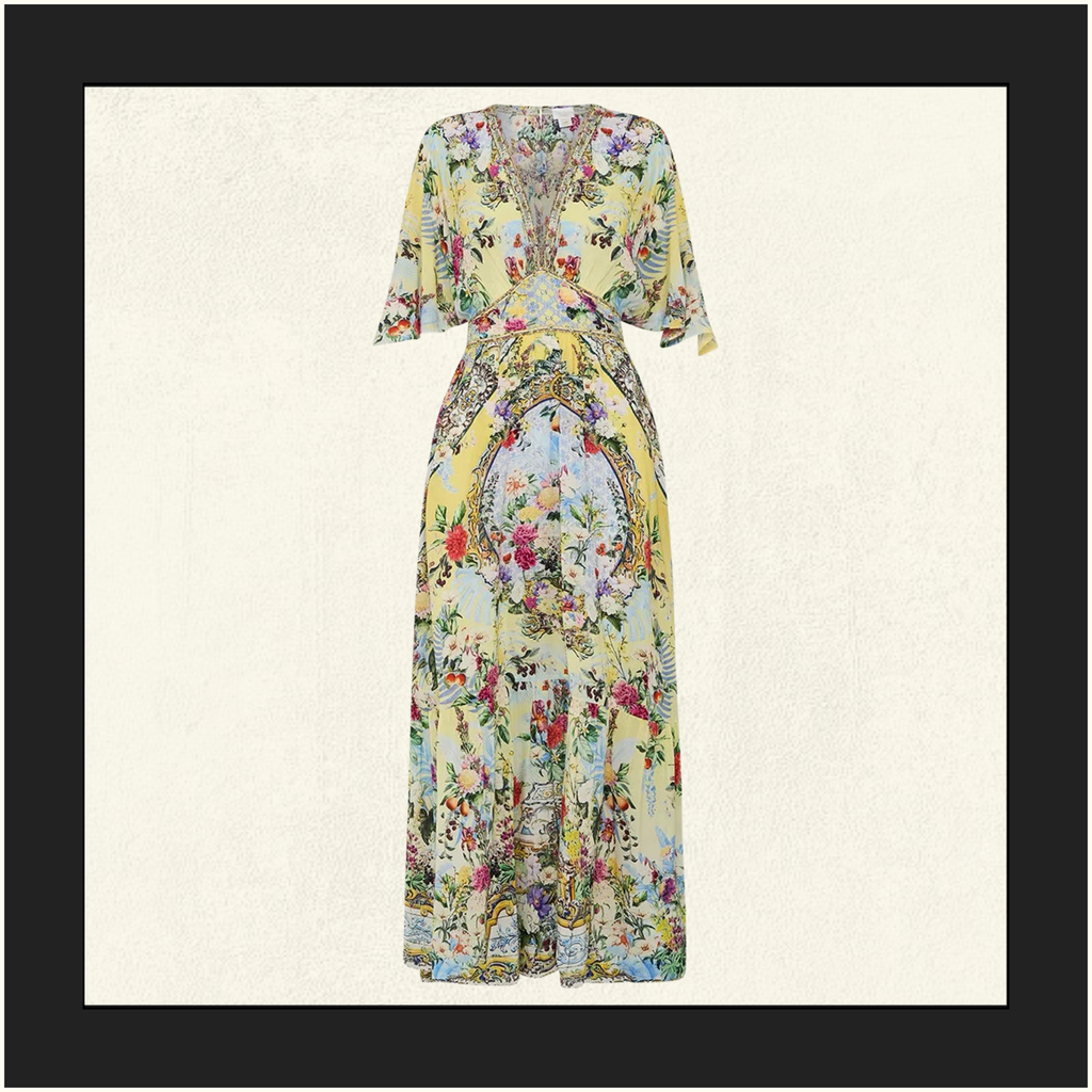 WAISTED DRESS WITH HEM RUFFLE