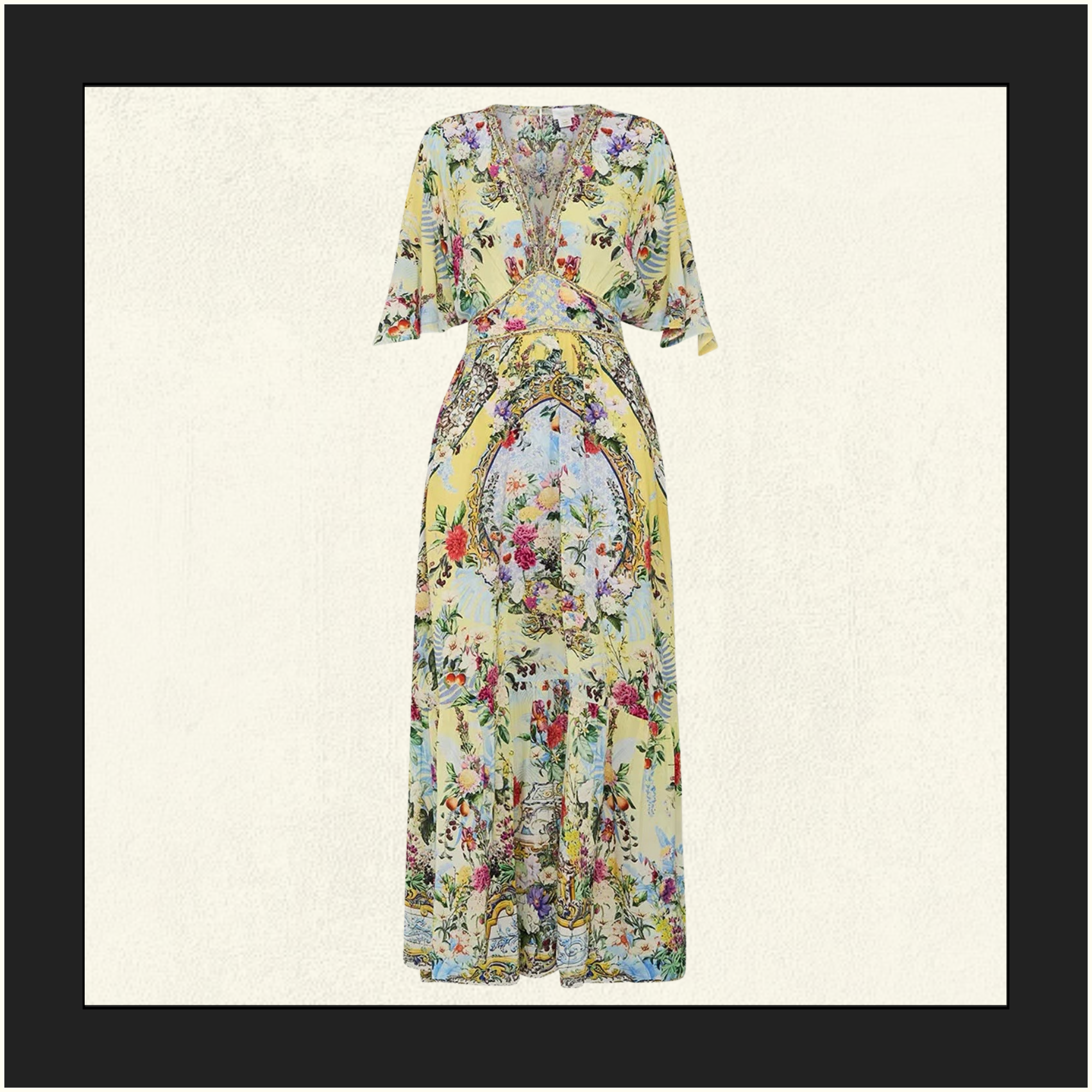 WAISTED DRESS WITH HEM RUFFLE