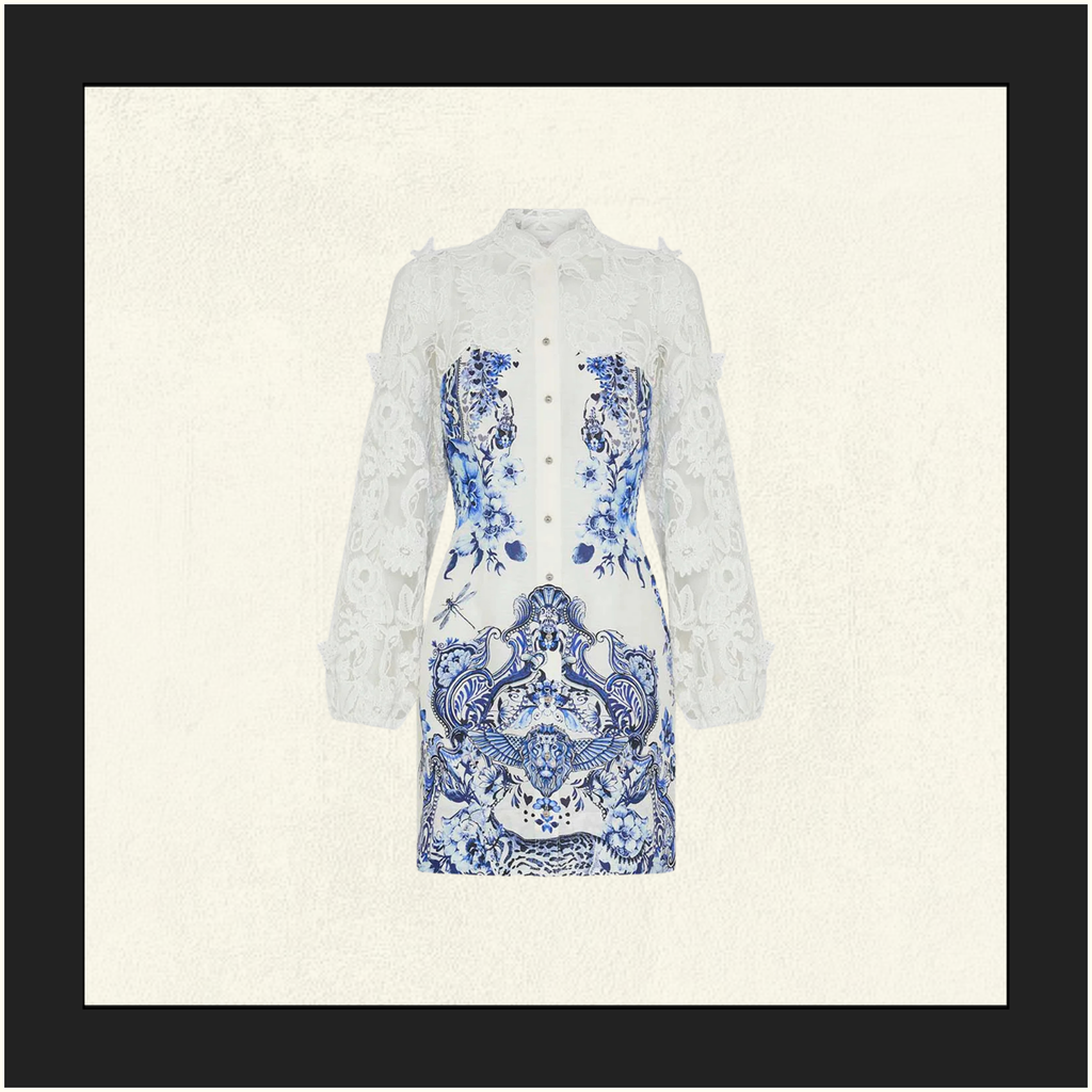 LACE SLEEVE MINI DRESS