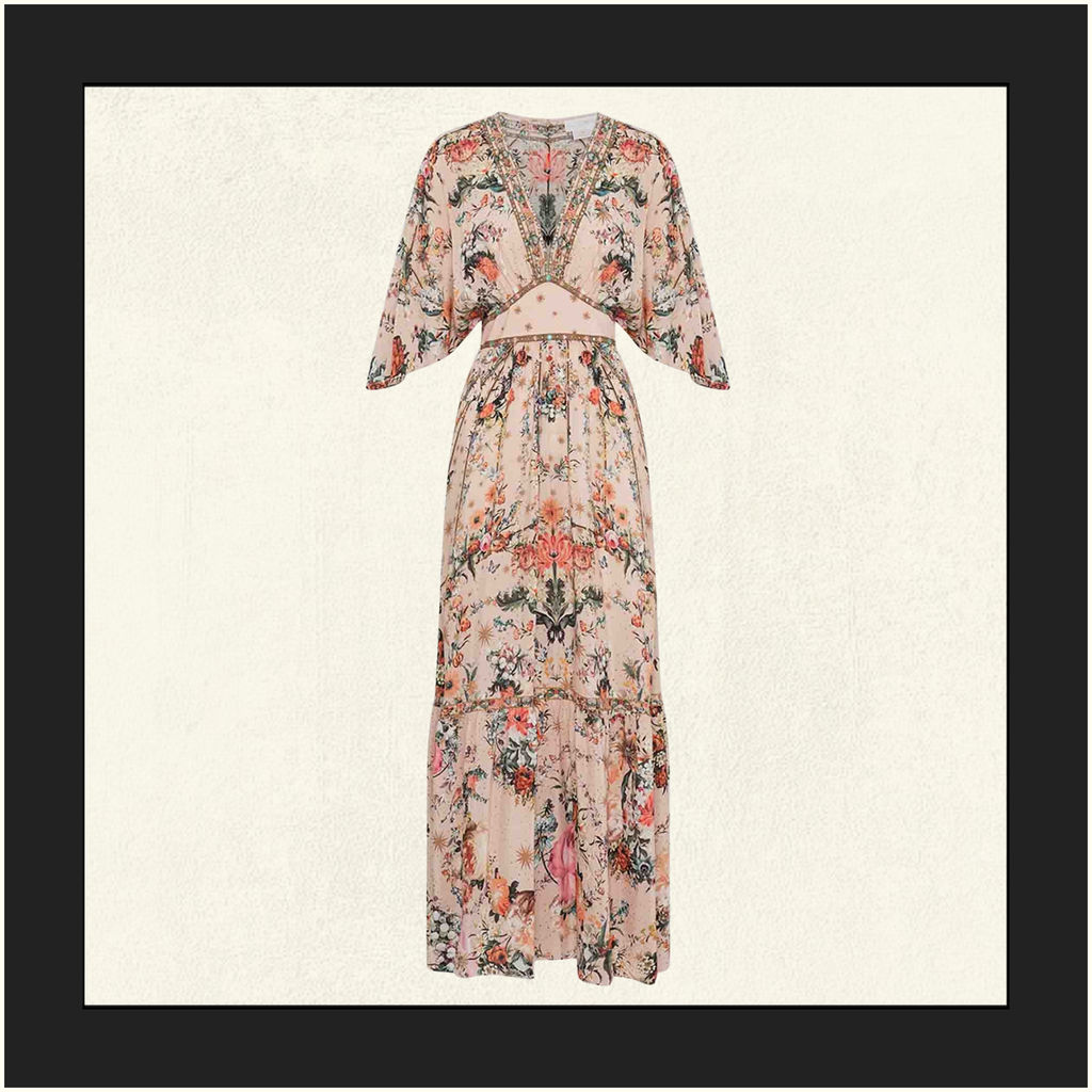 WAISTED DRESS WITH HEM RUFFLE