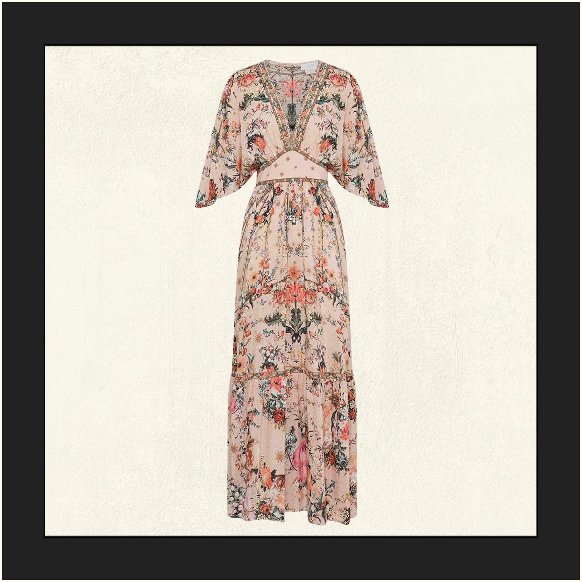 WAISTED DRESS WITH HEM RUFFLE