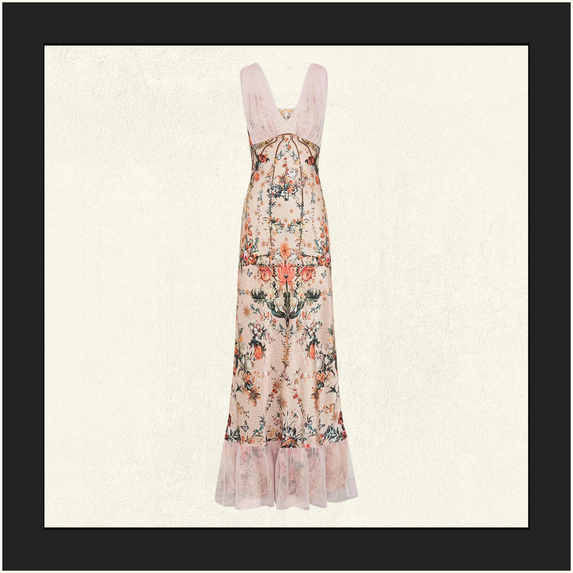 BIAS DRESS WITH MESH OVERLAY