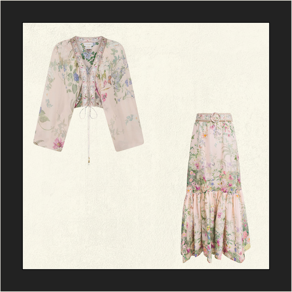 LACE UP FRONT BLOUSE & HEM FRILL SKIRT