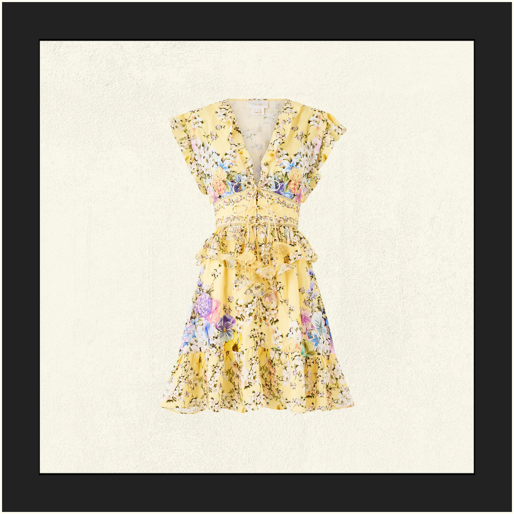 WAISTED SHORT RUFFLE DETAILS DRESS