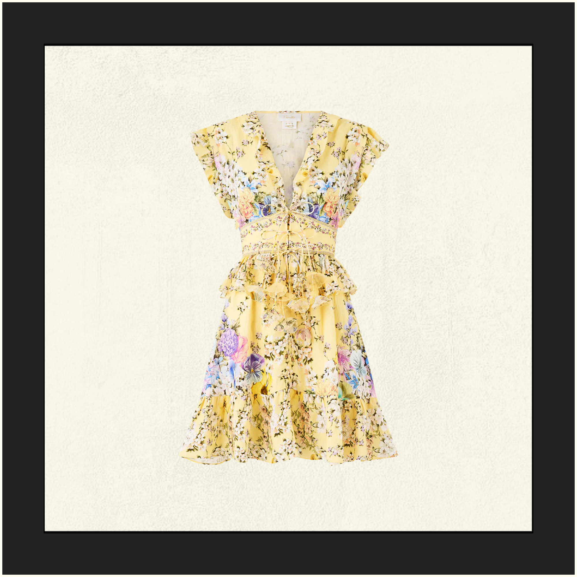 WAISTED SHORT RUFFLE DETAILS DRESS