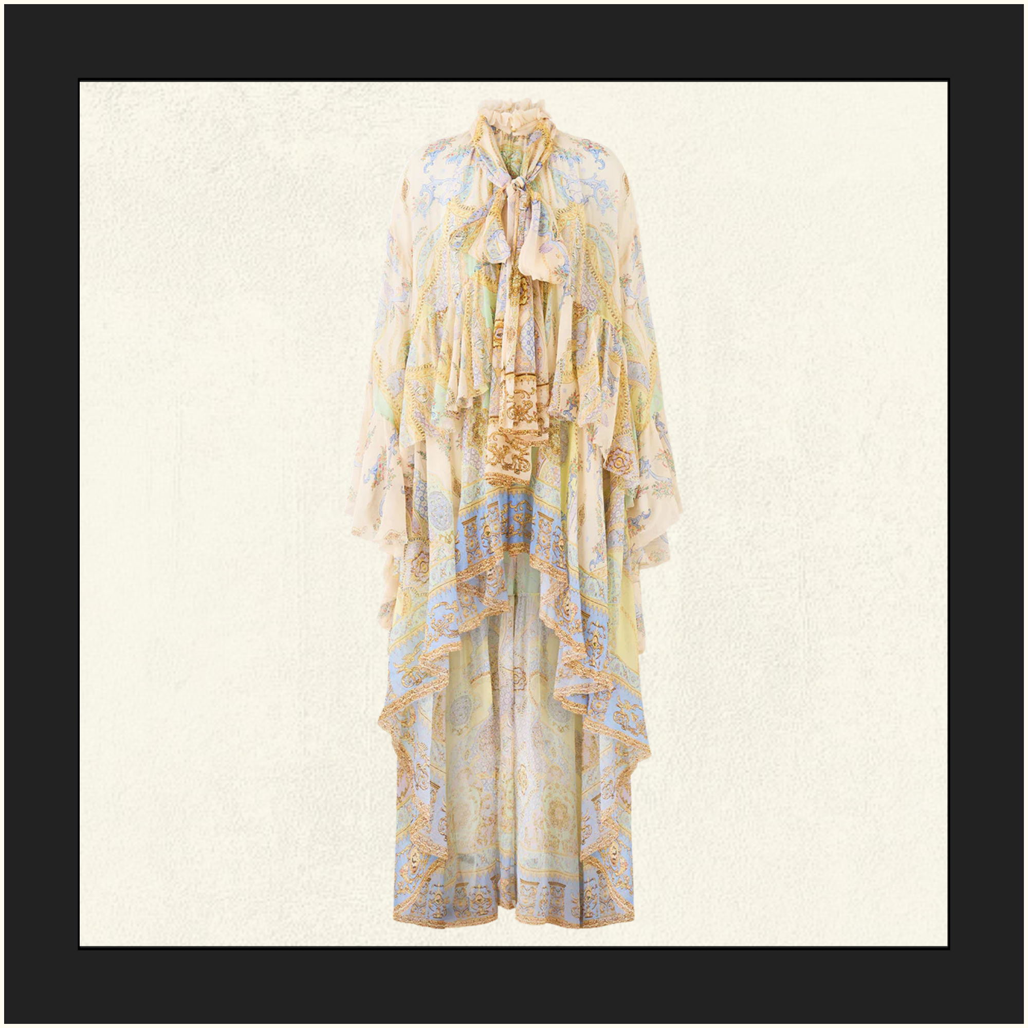 RUFFLE HIGH LOW SILK DRESS
