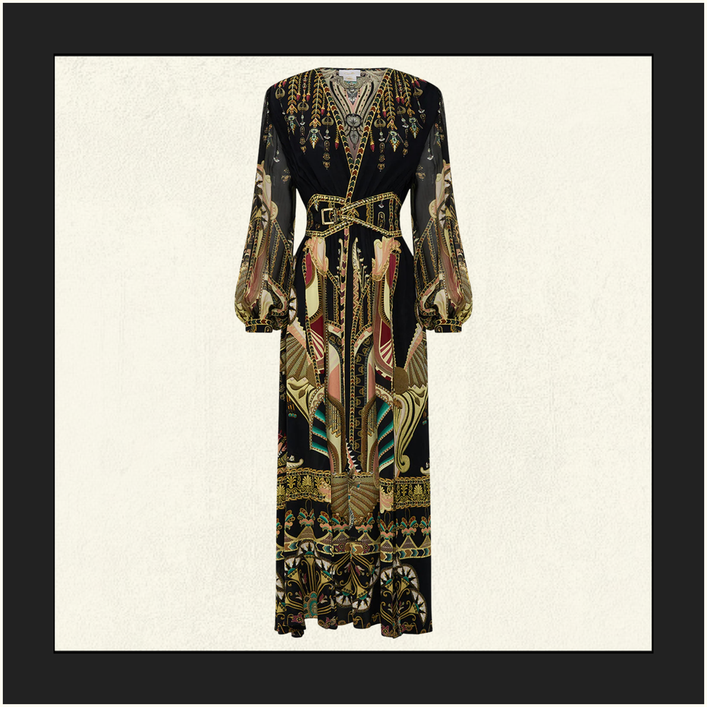 PEAKED WAISTBAND LONG DRESS