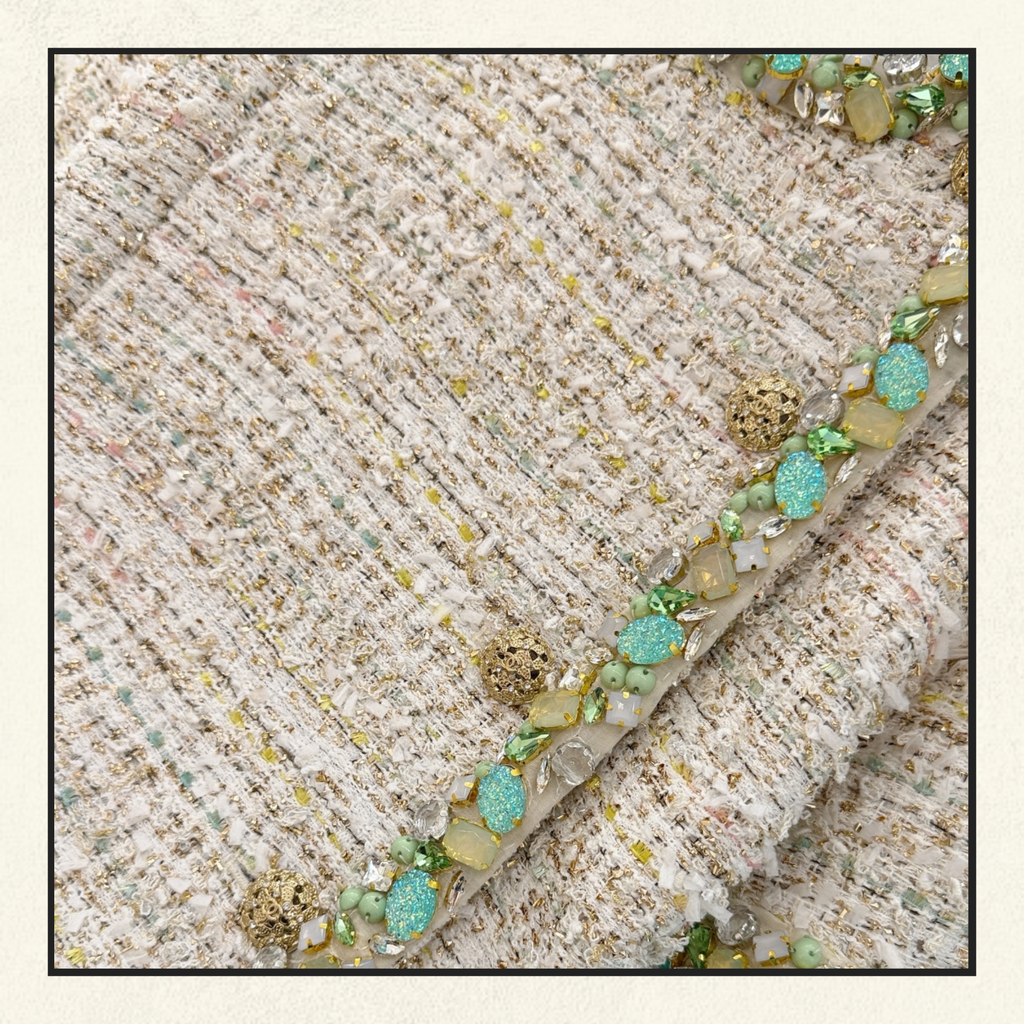 EMBROIDERED TWEED TOP & PENCIL SKIRT