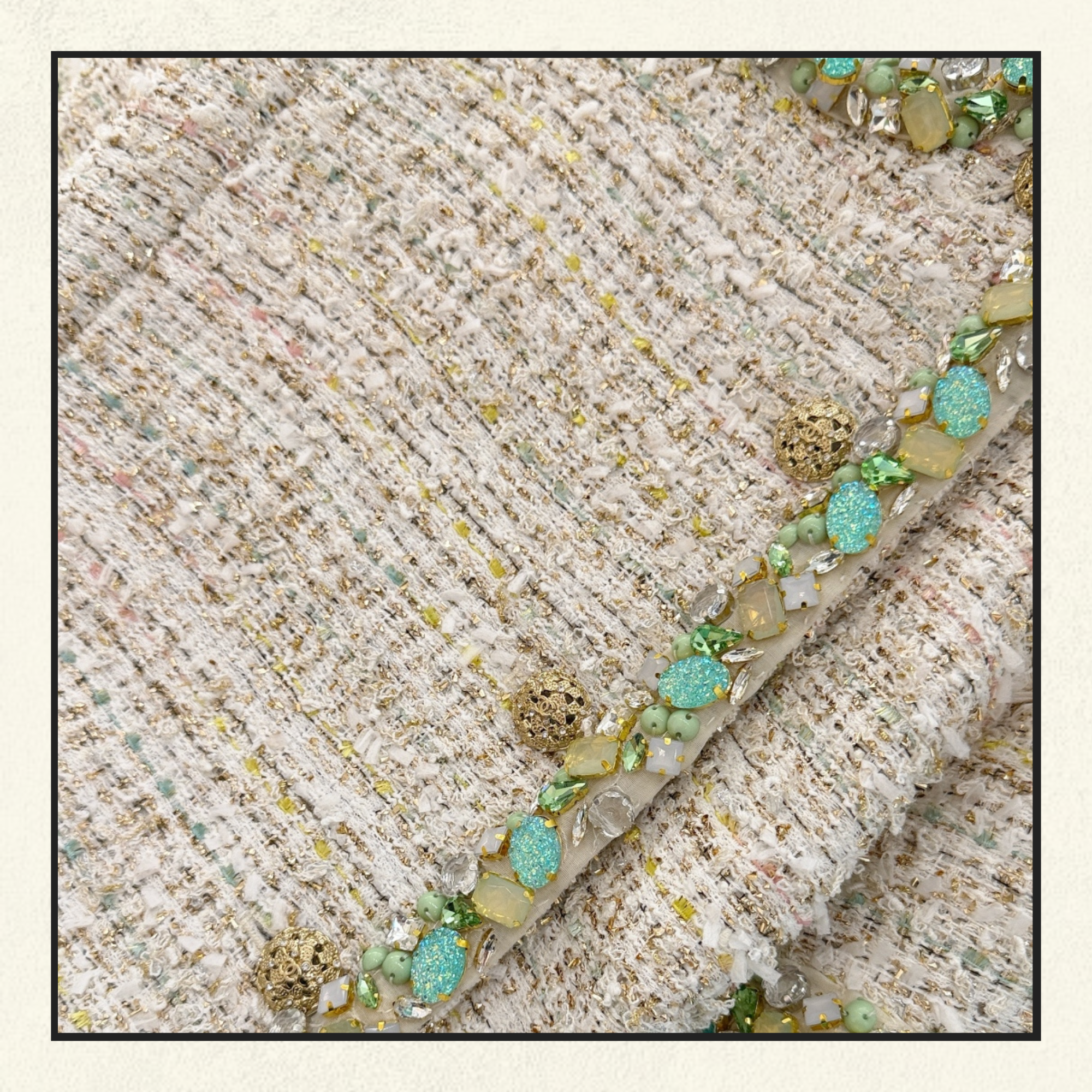 EMBROIDERED TWEED TOP & PENCIL SKIRT
