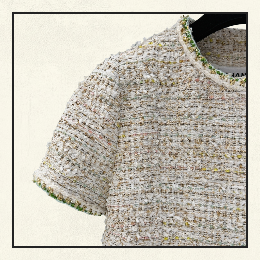 EMBROIDERED TWEED TOP & PENCIL SKIRT