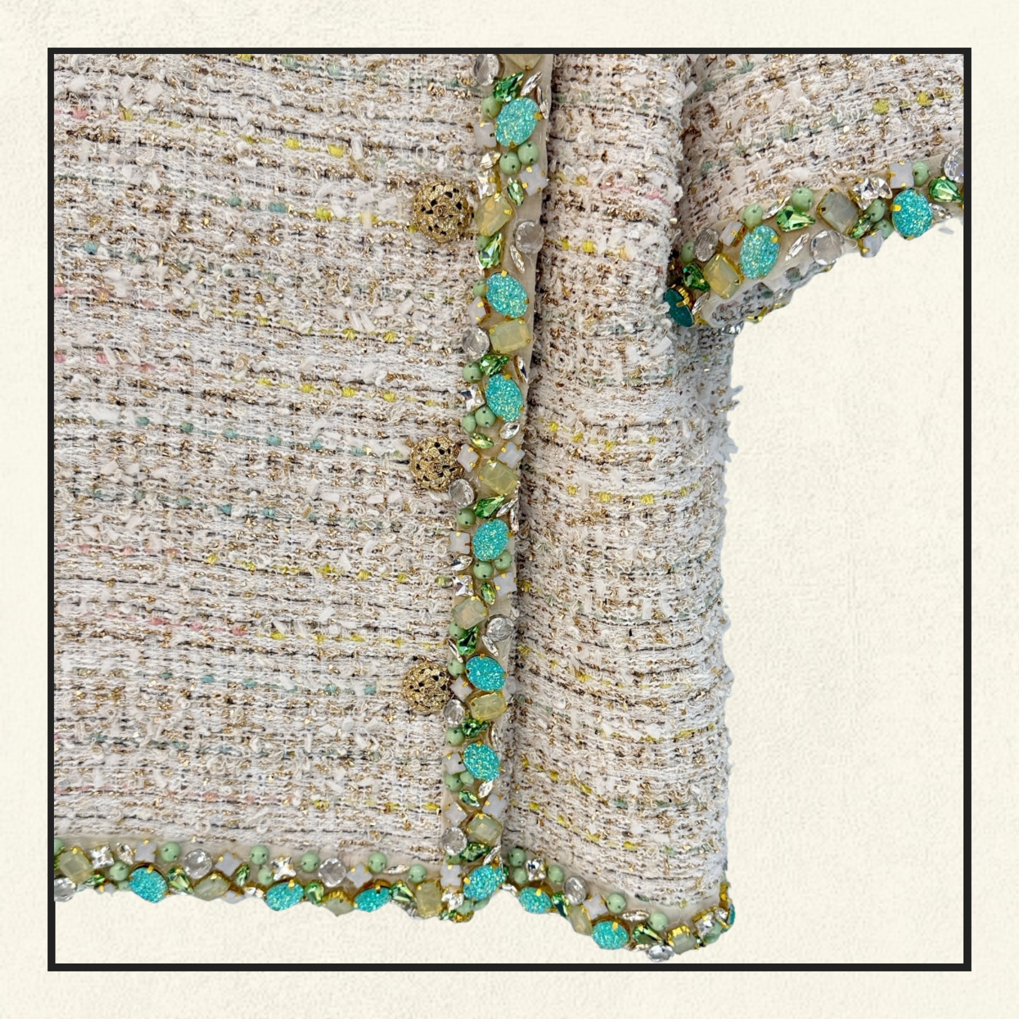 EMBROIDERED TWEED TOP & PENCIL SKIRT