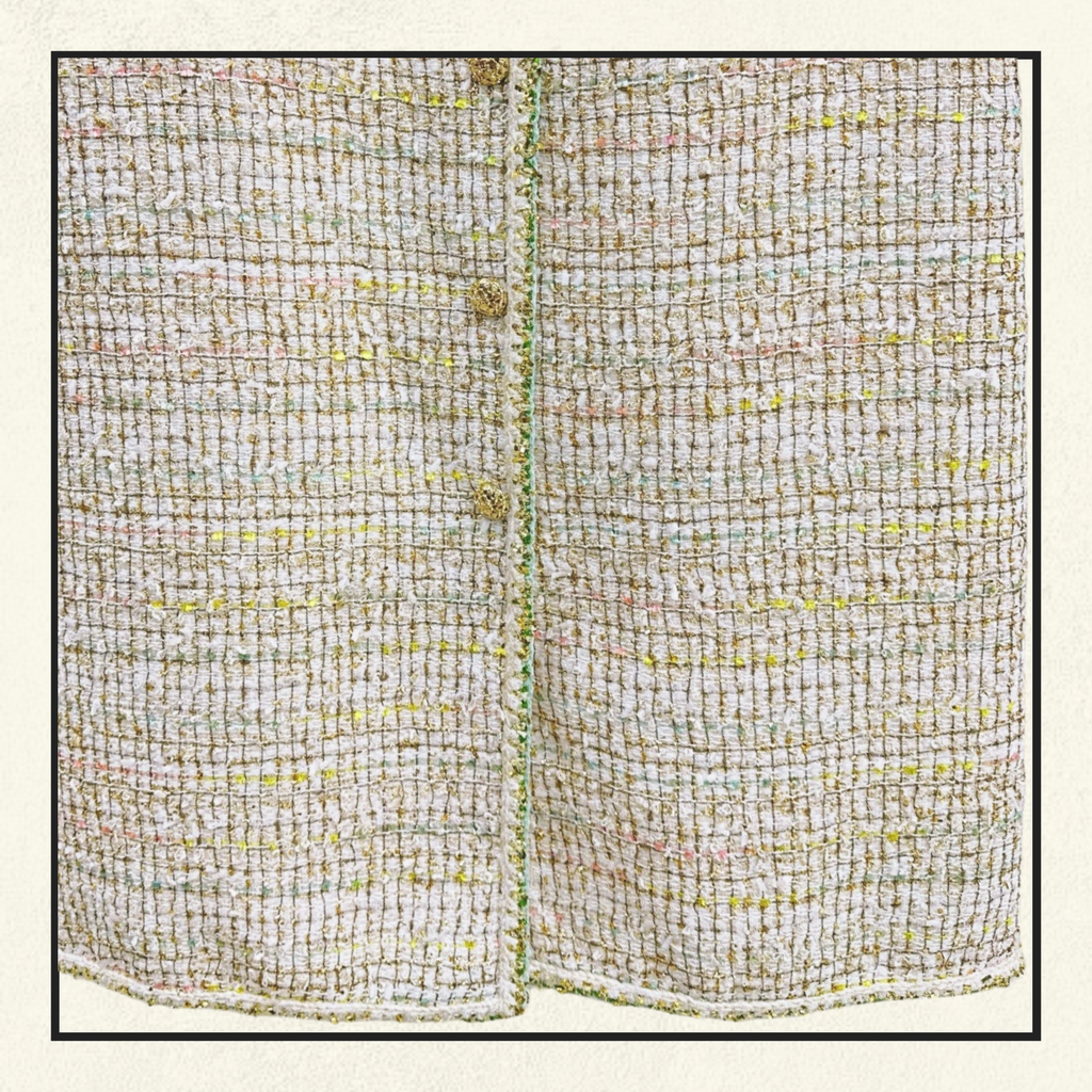 EMBROIDERED TWEED TOP & PENCIL SKIRT