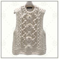 CABLE KNIT VEST WITH FLORAL APPLIQUÉS