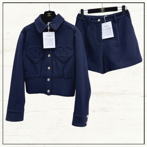 WOOL & CASHMERE NAVY JACKET & SHORTS