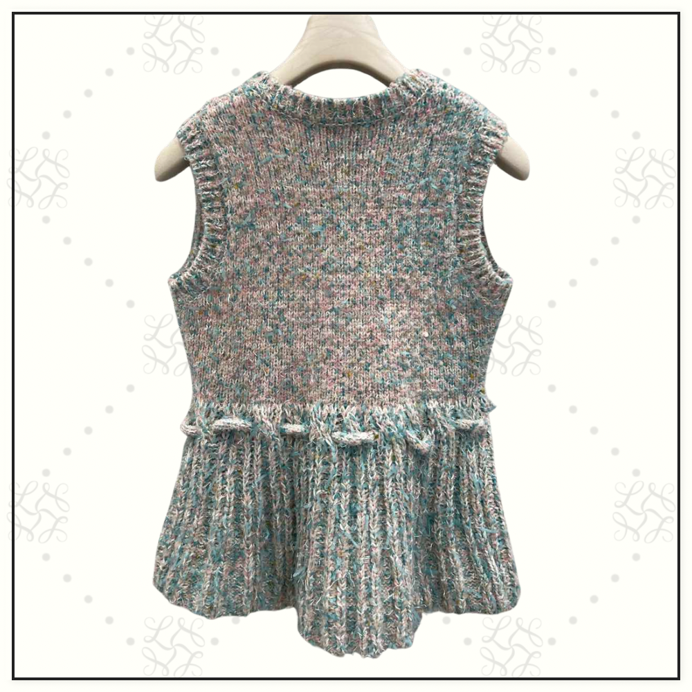 CASHMERE KNIT VEST WITH DRAWSTRING WAIST