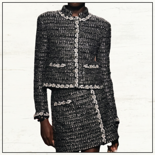 EMBROIDERED COTTON & WOOL TWEED JACKET