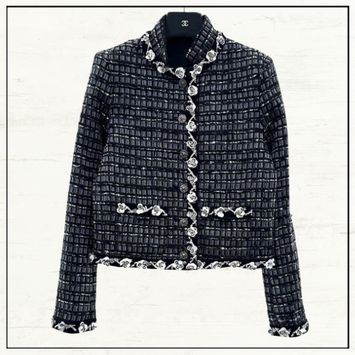 EMBROIDERED COTTON & WOOL TWEED JACKET