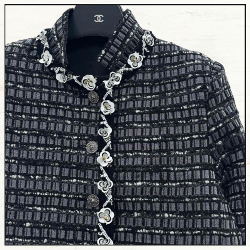 EMBROIDERED COTTON & WOOL TWEED JACKET