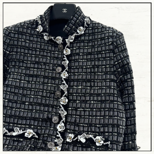EMBROIDERED COTTON & WOOL TWEED JACKET