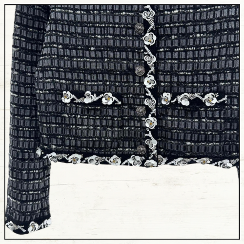 EMBROIDERED COTTON & WOOL TWEED JACKET