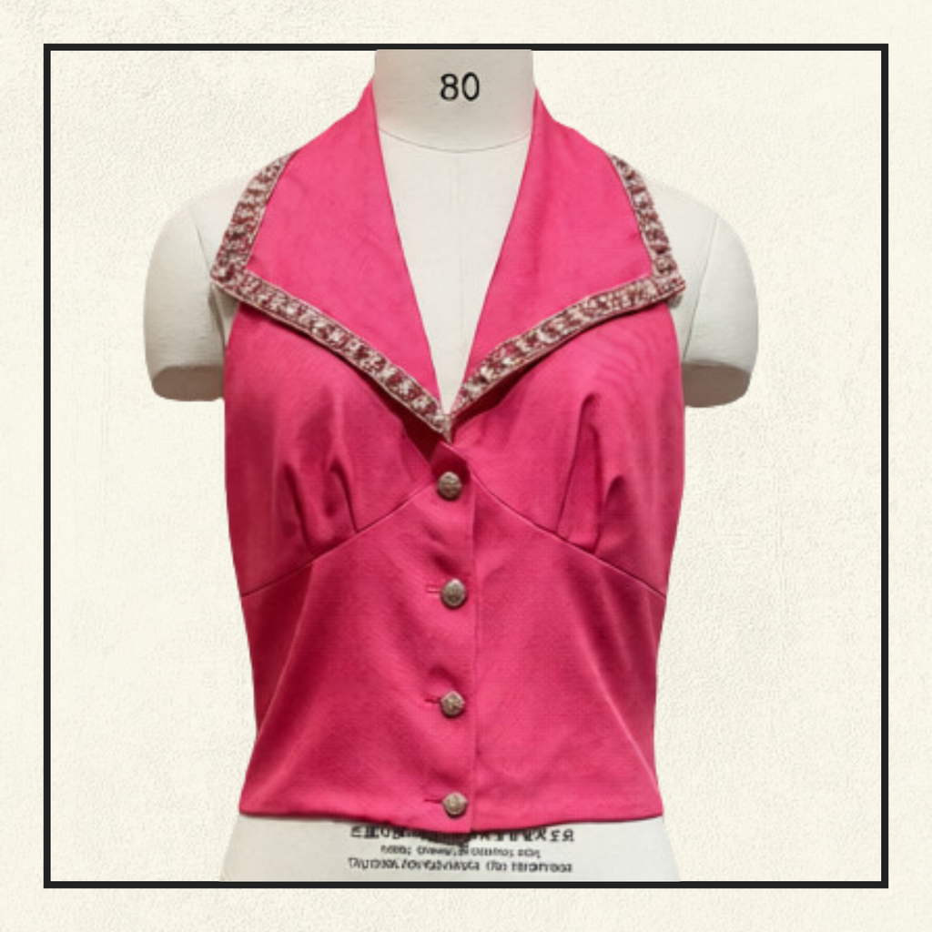 BACKLESS SILK EMBROIDERED TOP