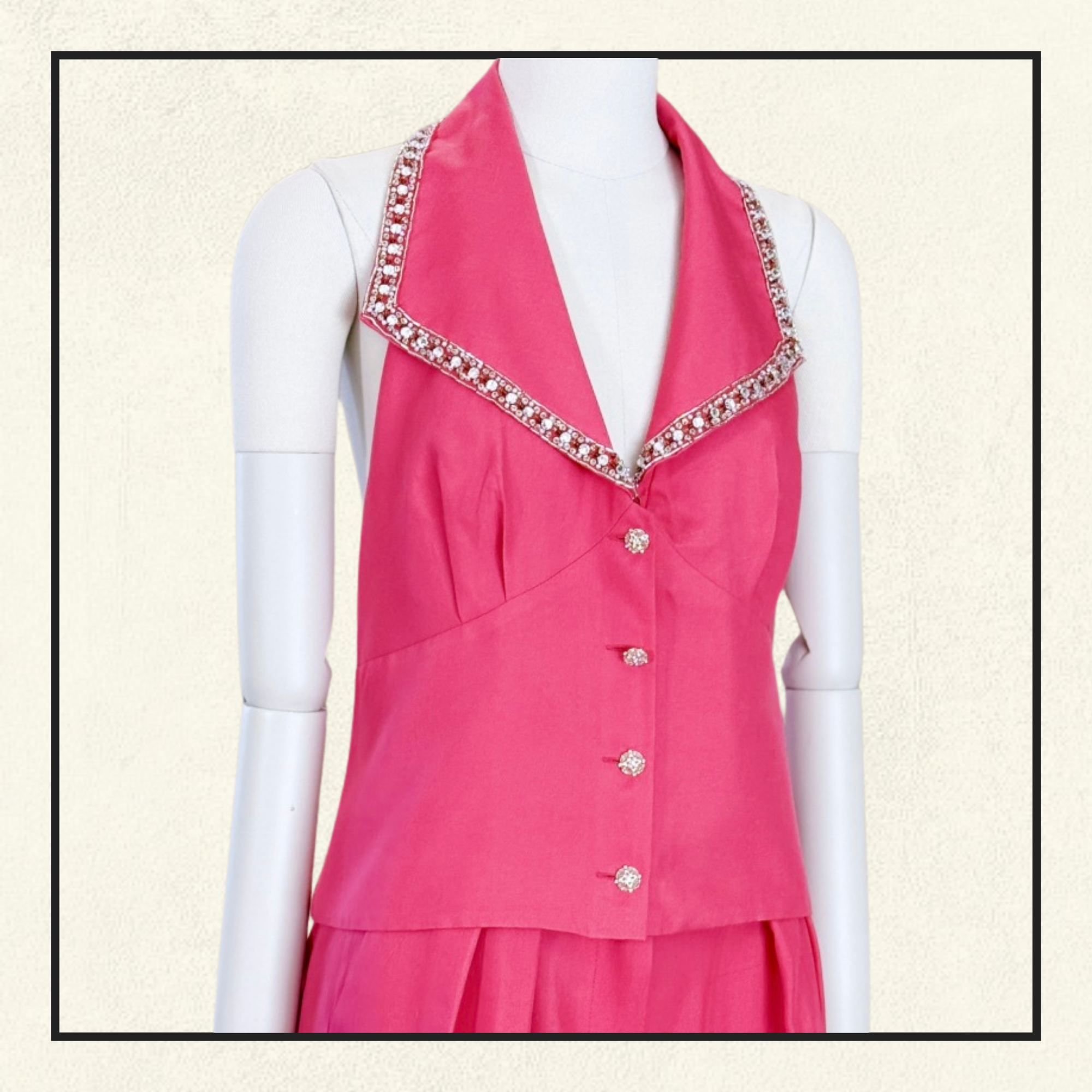BACKLESS SILK EMBROIDERED TOP