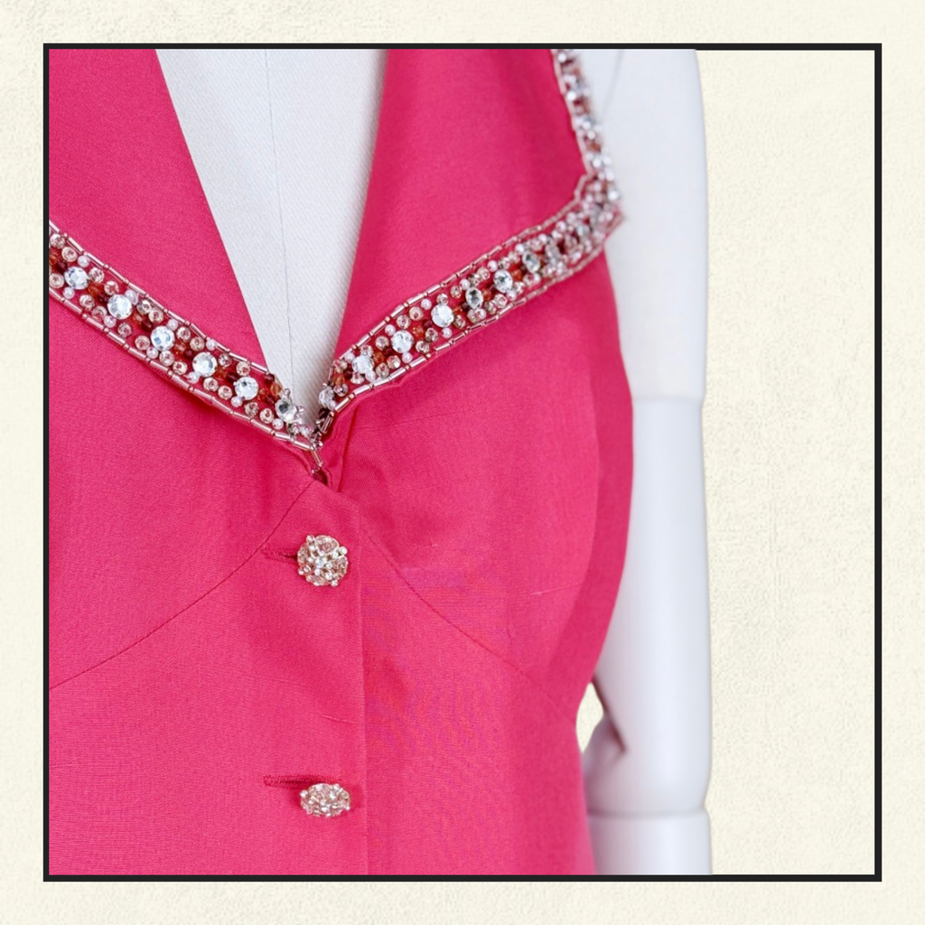 BACKLESS SILK EMBROIDERED TOP